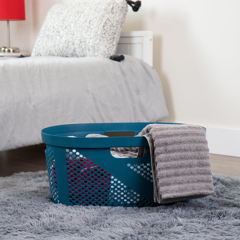  40L Laundry Basket, Clothes Hamper, Ventilated, Plastic, 23"L x 14.5"W x 10.5"H, 2 Pack, Blue