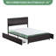 Lit double avec tête de lit et station de charge - Plateforme en métal robuste - 4 tiroirs de rangement - Assemblage facile, utilisation silencieuse, aucun sommier nécessaire - Gris foncé, COMPLET-26339998-26339992