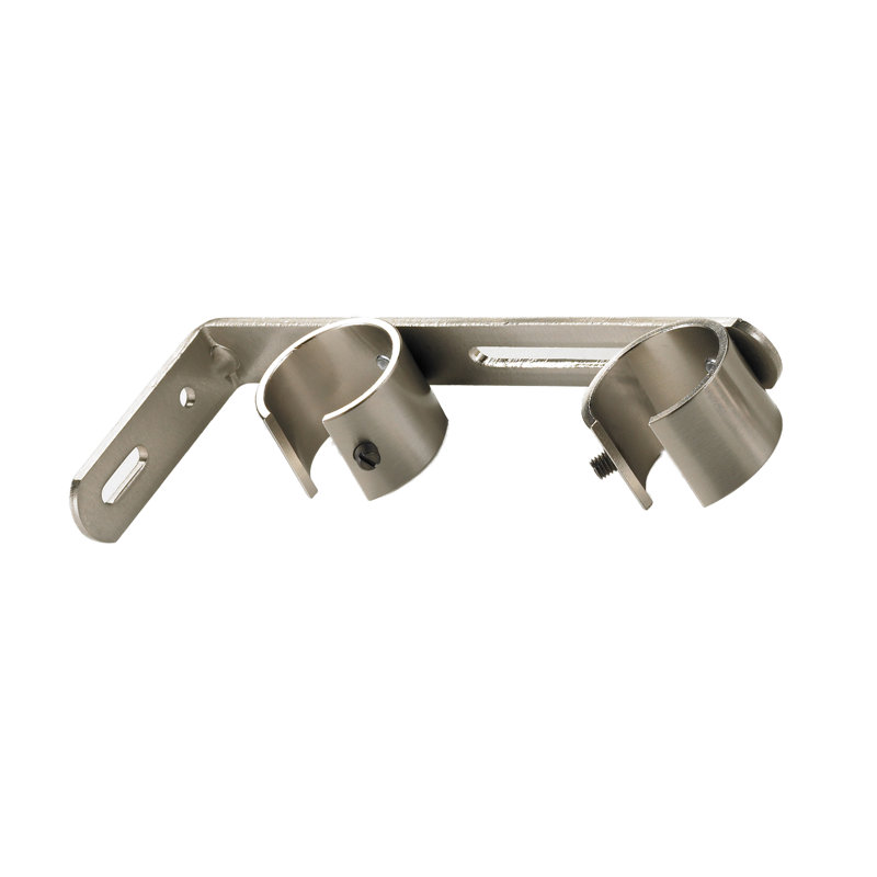 Double Curtain Rod Set, Stainless, 3" H x 72" W x 6" D