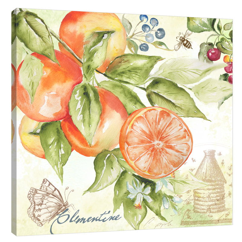 « aquarelle oranges » par tre sorelle studios, reproduction d’art sur toile tendue, H 48 po x l 48 po x P 1,5 po