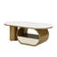 Table basse de luxe 47,18 po avec tiroir de rangement, conception ovale, plateau en faux marbre, métal doré pour le salon, fabrication, pieds réglables, ensemble sécuritaire