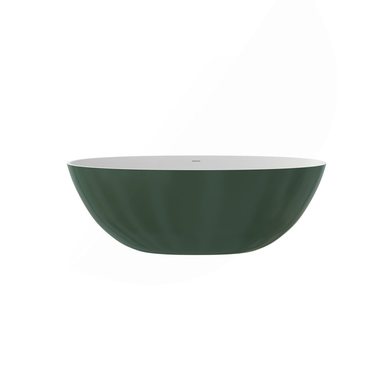 65" Premium Solid Surface Deep Soaking Bathtub, Matte Green