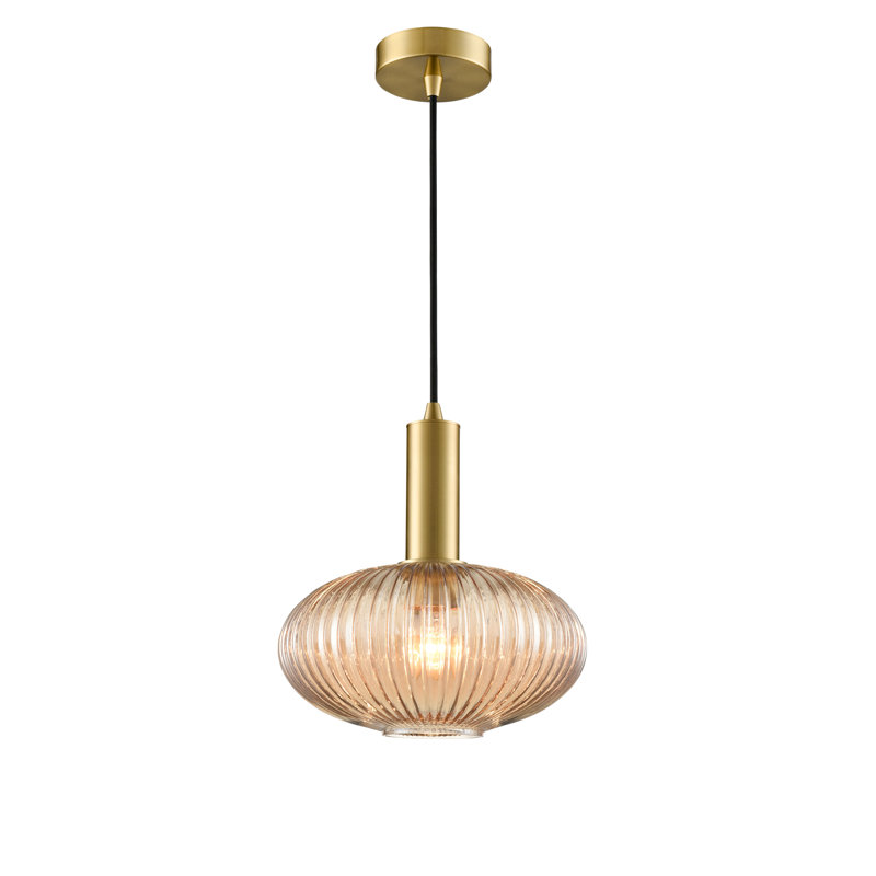 Aljandro 1 - Light Single Pendant, 16.6cm H x 9.6cm W x 9.6cm D, Brown, Satin Brass