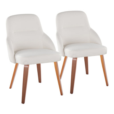 Chaise en bois de noyer et similicuir blanc - ensemble de 2