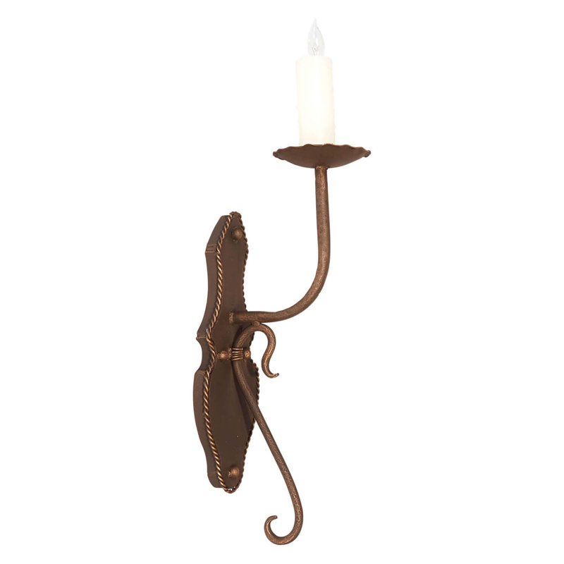 Wrought Iron Candle Wall Light, Rust
