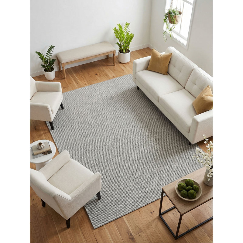 Rava Hand Loomed Striped Area Rug in Silver/Gray, Rectangle 12' x 15'