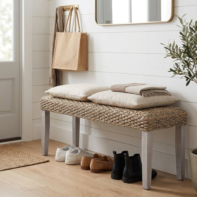 Brackett Indoor Wood Entryway Bench, Antique Gray, Gray