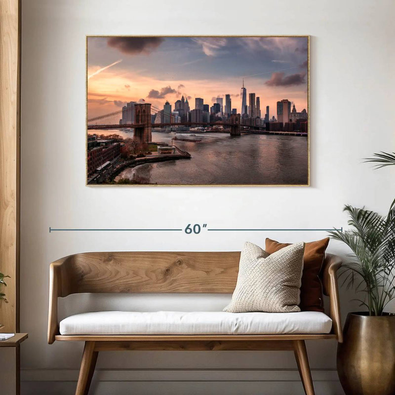 Brooklyn Dusk, Cadre flottant en bois naturel, 46 po x 31 po