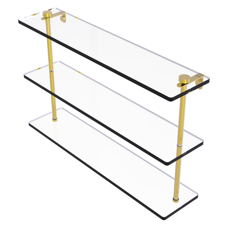 Gober 3 Piece Tiered Shelf, 22", Polished Brass