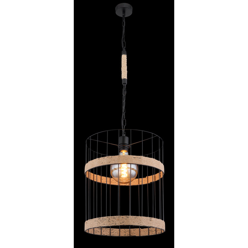 Alethea 1 - Light Black Drum Pendant, 145cm H x 10cm W x 10cm D