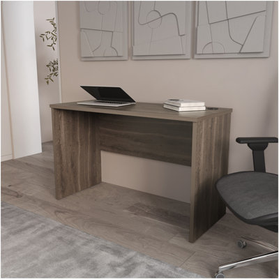 Bureau de travail minimaliste Rough Rock avec gestion des câbles. Noyer foncé