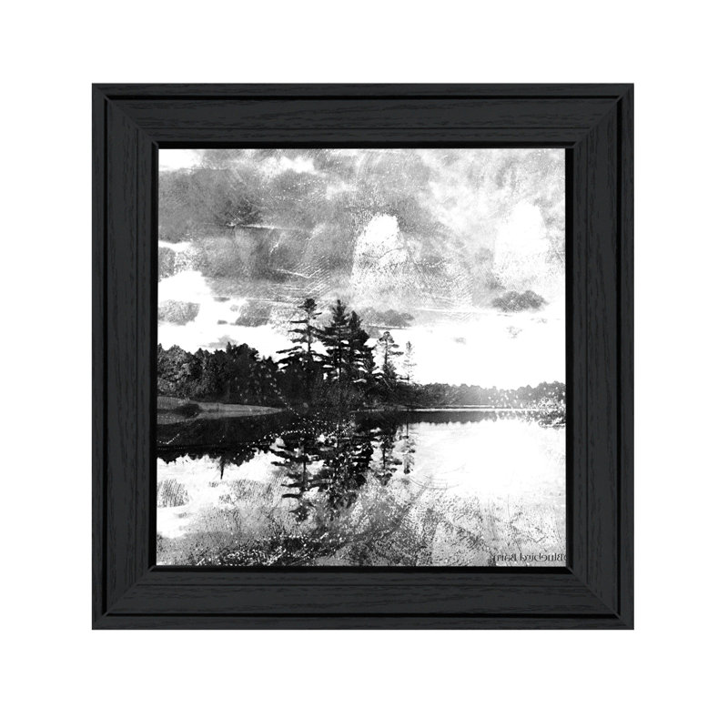 Lakeside Pines Black Framed Print Wall Art