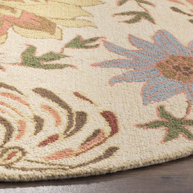 Tapis floral en laine crocheté à la main Bradwood, Rectangle 8 pi 9 po x 12 pi