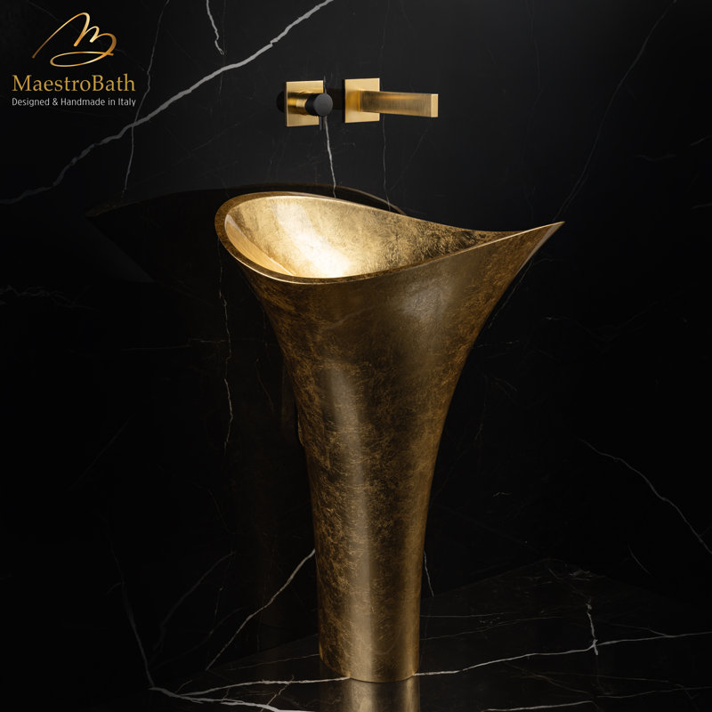 Caso Wall Mounted Bathroom Faucet, Brushed Gold