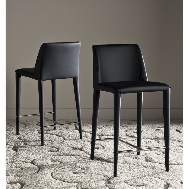 Tabouret de bar et de comptoir Boilleau, Noir, Tabouret de comptoir (siège d’une hauteur de 26