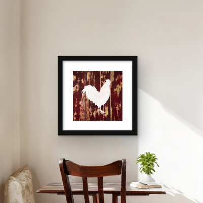 Silhouette de coq - reproduction encadrée avec passe-partout pour la décoration intérieure
