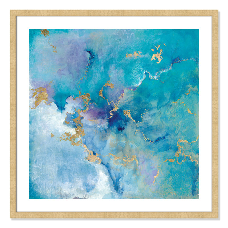 Golden Edge II - Peinture, Papier avec cadre brun, H 32,5 po x l 32,5 po x P 2 po, Blanc