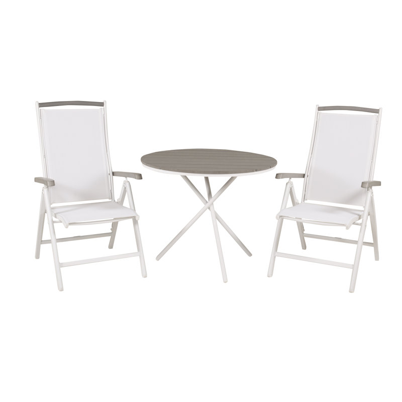 Akia 2 - Person Patio Dining Set with Round Table, White