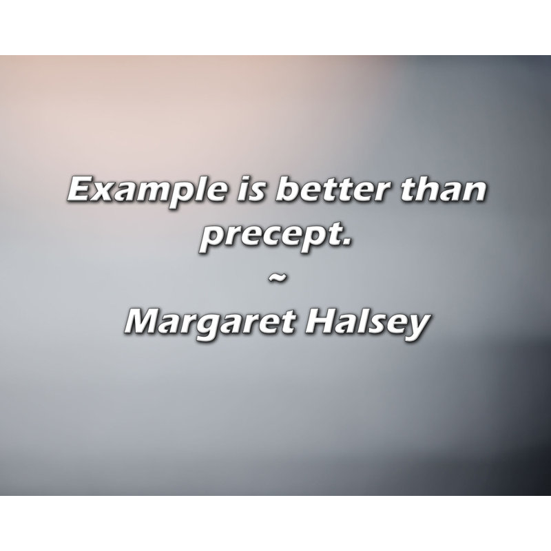Citation artistique «L'exemple vaut mieux que les préceptes». Toile tendue par Margaret Halsey