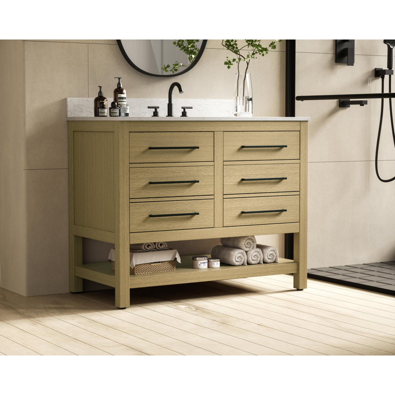 Meuble-lavabo simple 42 po_Moderne_VF60542-BS, Brun miel