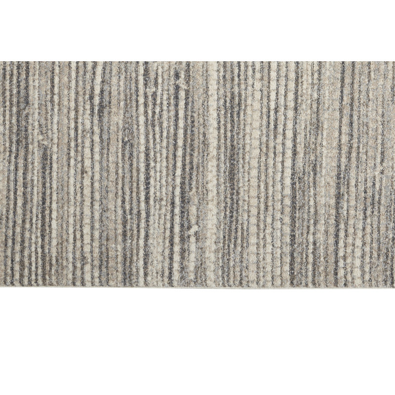 Calvin Klein Etched Ivory Grey Contemporary Indoor Rug, Rectangle 5' x 7'