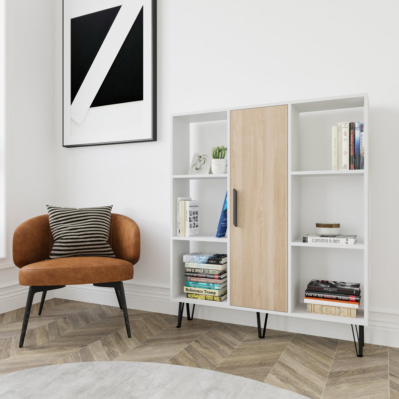 124.5cm H x 119.4cm W Reynaud Bookcase, White/Oak
