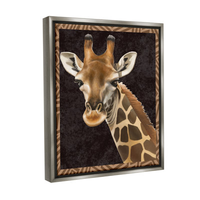 «Girafe with Geometric Border Floater Frame» par Lucca Sheppard - reproduction de cadre flottant sur toile