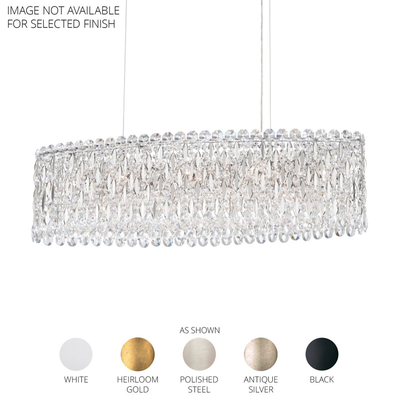 Sarella 12 Light 36in Oval Chandelier in Polished Stainless Steel with Clear Heritage Handcut Crystals, White, Chinese (K9)