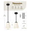 Ensemble de 3 luminaires suspendus rétro 1 lumière avec abat-jour en verre opale rayé-1634002623