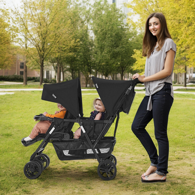 Poussette double pliable légère, Noir, noir, noir, noir