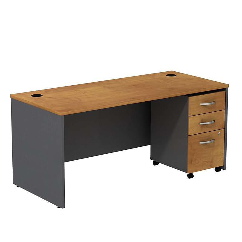Bureau réversible Series C, Cerisier naturel / gris graphite, H 29,84 po x l 71,10 po x P 29,37 po