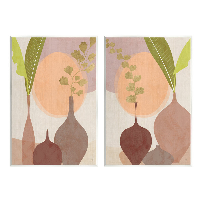 Ensemble de 2 vases en bois modernes a2-659 par Susan Jill, H 15 po x l 10 po x P 0,5 po