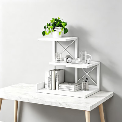 Organisateur d'étagère de bureau, tablette de bureau en bois, présentoir à 3 niveaux pour la décoration et les accessoires de bureau