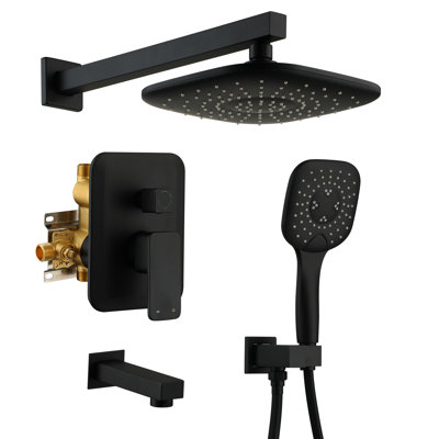 9" Wall Mounted 3 Functions Complete Shower System With 3 Spray Handheld Shower