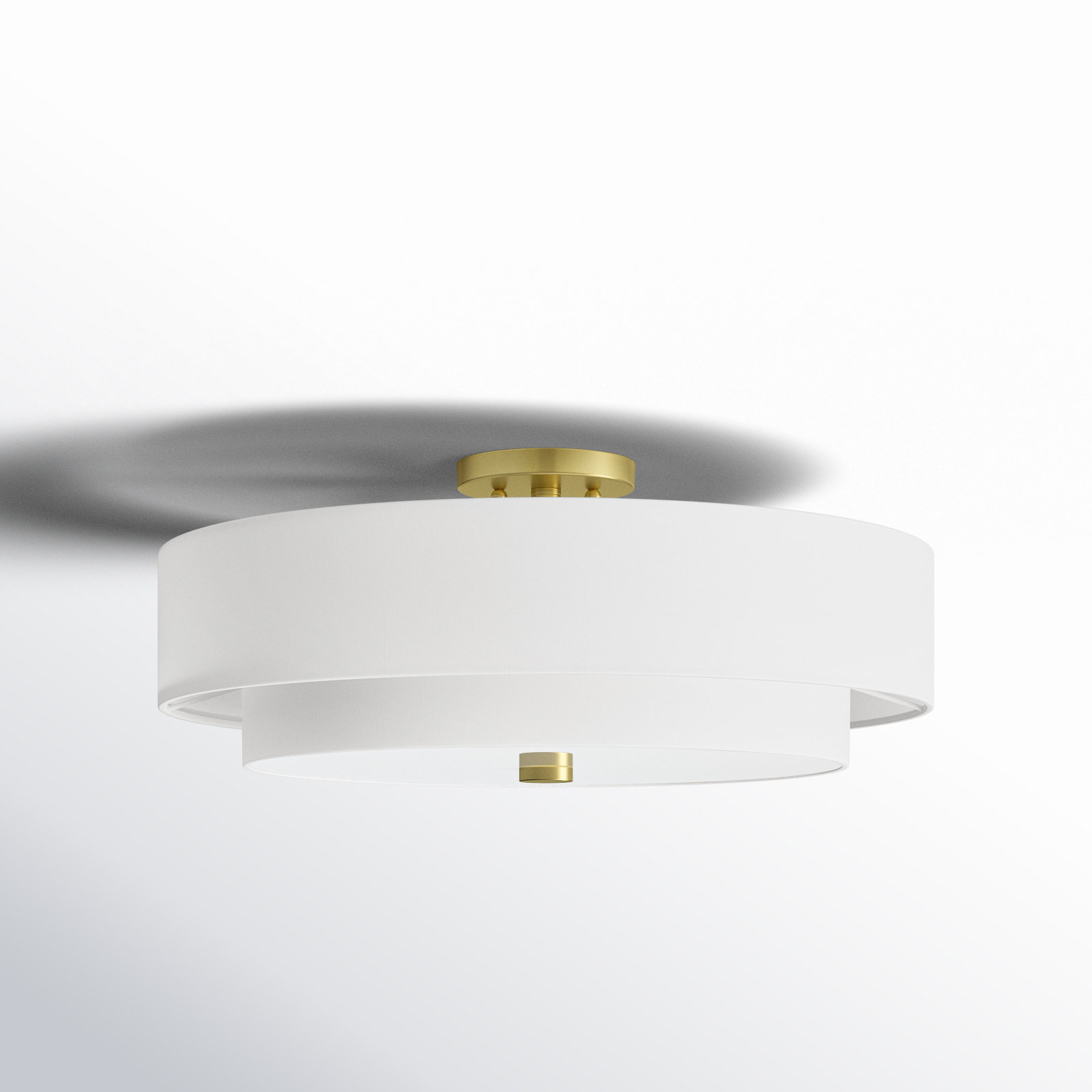 Flaire 5 Light Linen Blend Semi Flush Mount, Off-White, Satin Brass