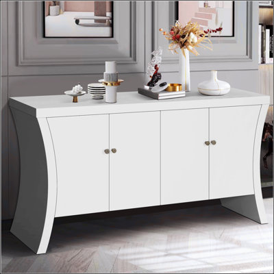 Refined Industrial 4-Door Credenza