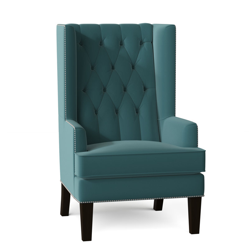 Searle Upholstered Wingback Chair, Dark Brown, Bella Skylight
