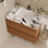 Meuble-lavabo flottant moderne 29,9 po avec comptoir en faux marbre et lavabo encastré en céramique, fixation murale pour petites salles de bain et appartements