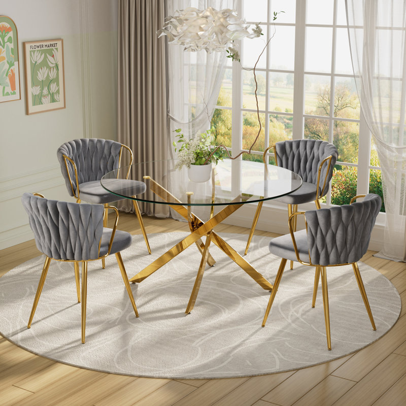 Ensemble de salle à manger 5 pièces, H 29,5 po x L 47,24 po x l 47,24 po, Gris