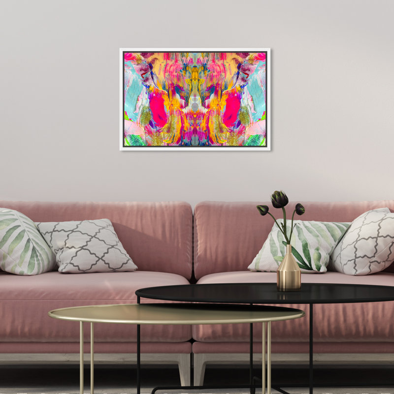 Symétrie - peinture sur toile à cadre flottant, H 10 po x l 15 po, Cadre flottant blanc