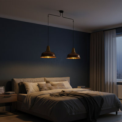 Luminaire suspendu décalé moderne 2 lumières Aurelius