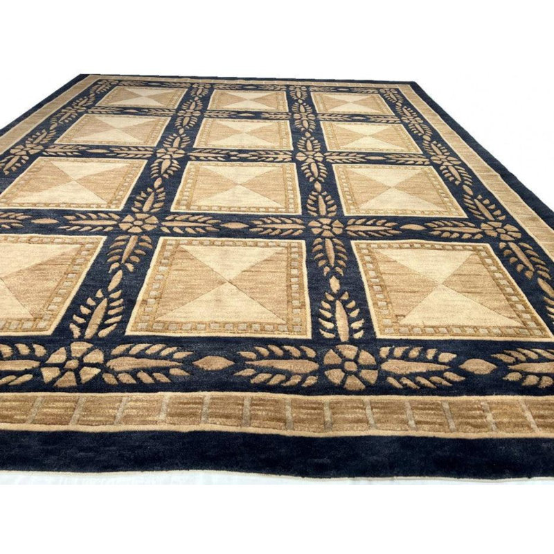 Geometric Area Rug in Navy Blue