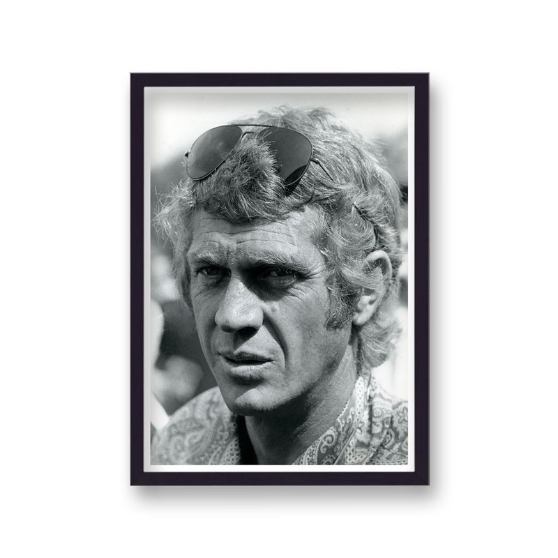 Steve Mcqueen Long Sideburns and Aviator Sunglasses 1 Piece Single Picture Frame Wall Art