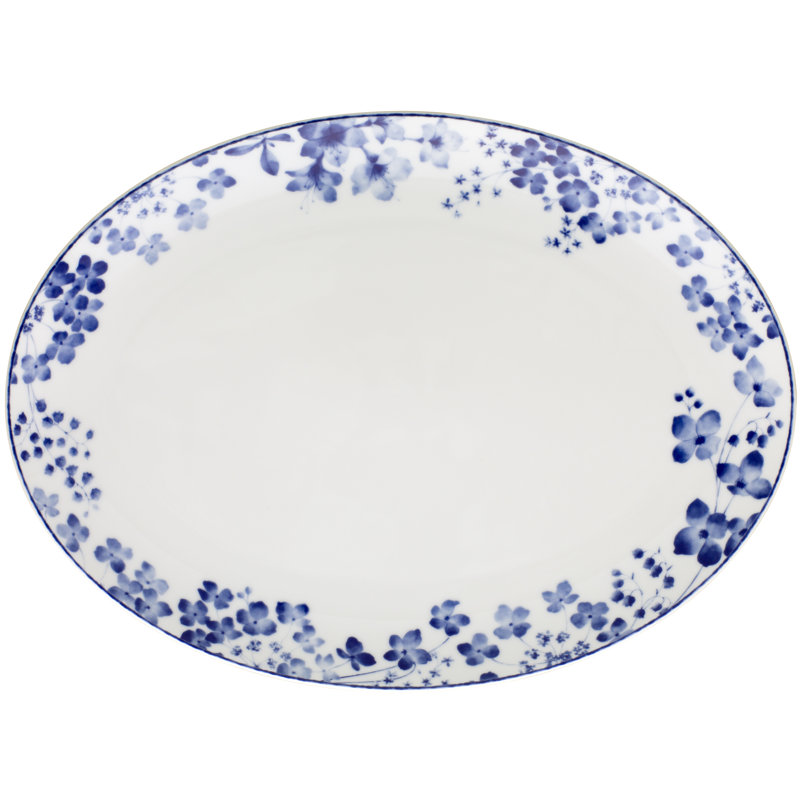 Plateau ovale Noritake Bloomington Road, 14 po, Bleu