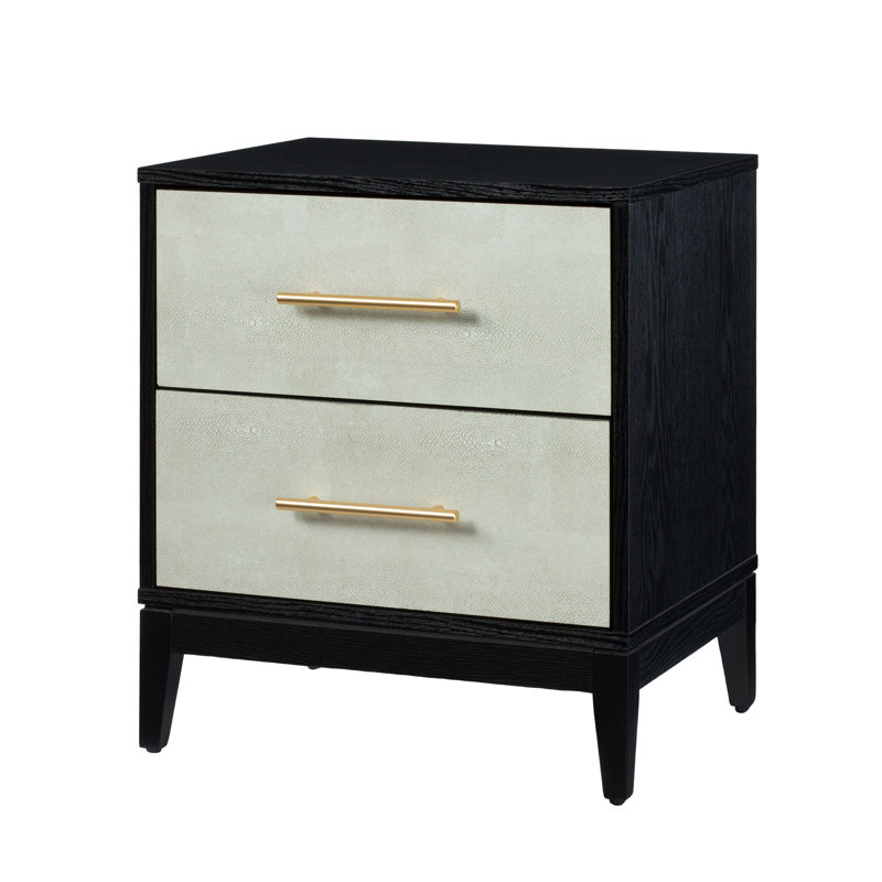 Table de chevet 2 tiroirs Sango Shagreen, Chagrin / noir