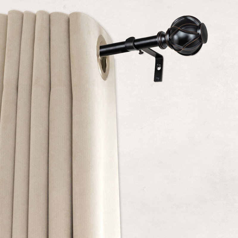 Tringle à rideaux simple réglable Buz, Noir, 28"-48"