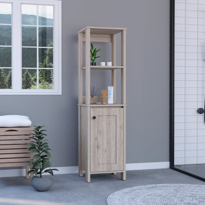 Armoire à linge Jannès, deux tablettes ouvertes, porte simple
