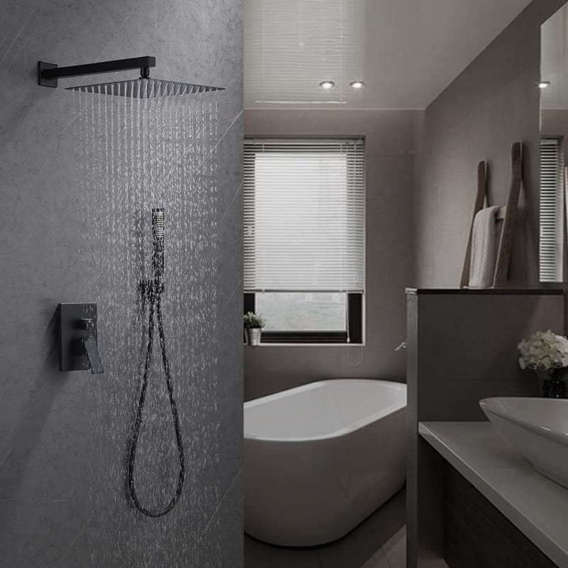 Iriber Modern Shower System With High Pressure Rain Shower Head And Handheld Shower, Concealed Mixer Valve, Pressure Balance Technology For Safety, Easy Installation Included