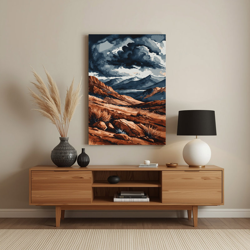 Aquarelle, paysage 49, art mural en métal noir, H 14 po x l 11 po
