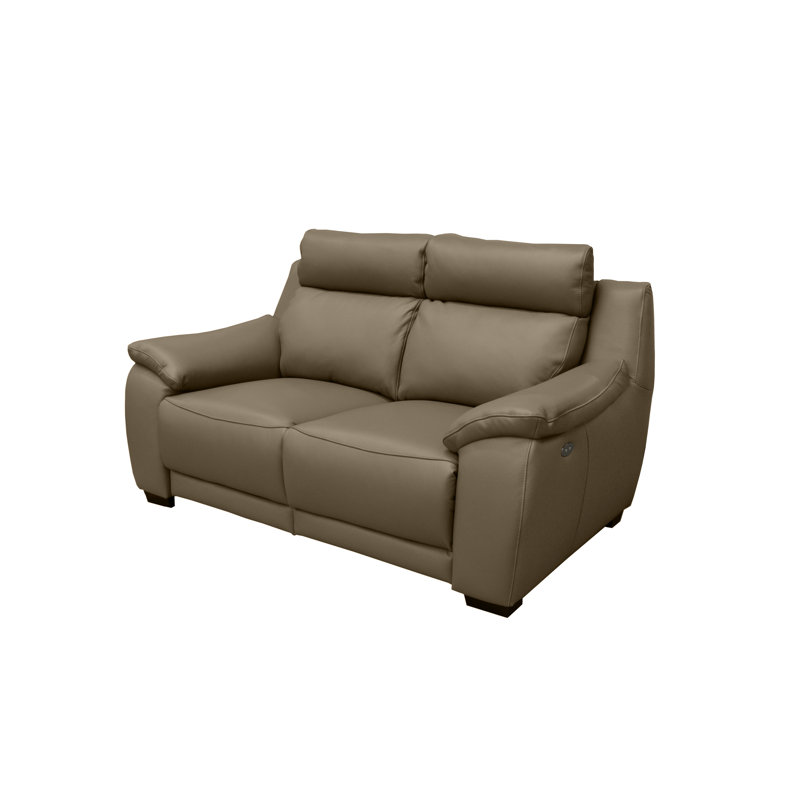 Layahna 169Cm Genuine Leather Pillow Top Arm Reclining Sofa, Brown